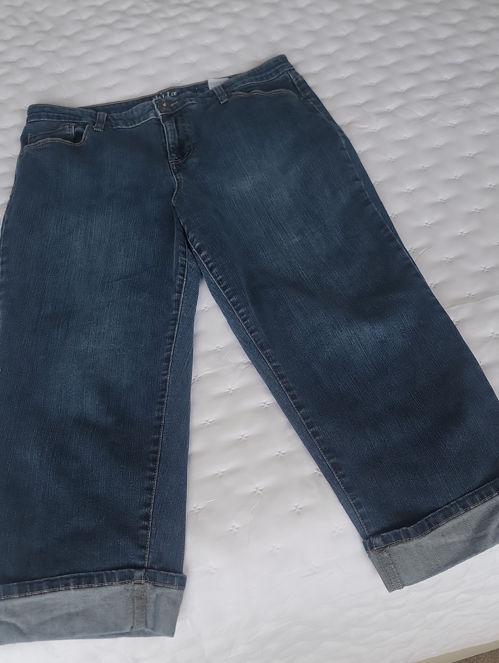 Style & Co. Dark Blue Curvy Capri Cropped Wide-Leg Jeans, Size 12
